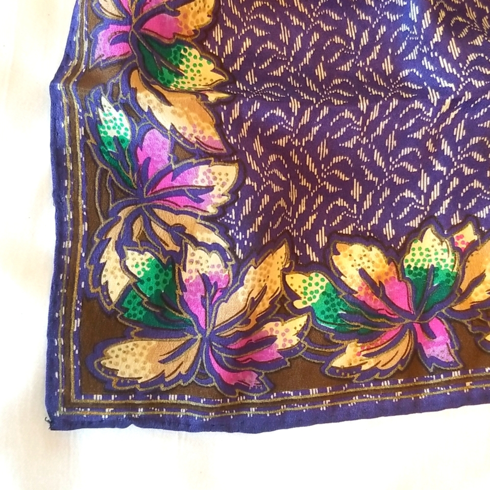 Navy Leaf Pattern Scarf